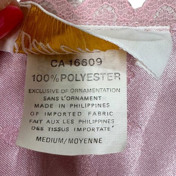Vintage Barbizon Peignoir Set Pink M/L Robe Nightgown Slip Dress Floral Satin - Picture 5 of 10